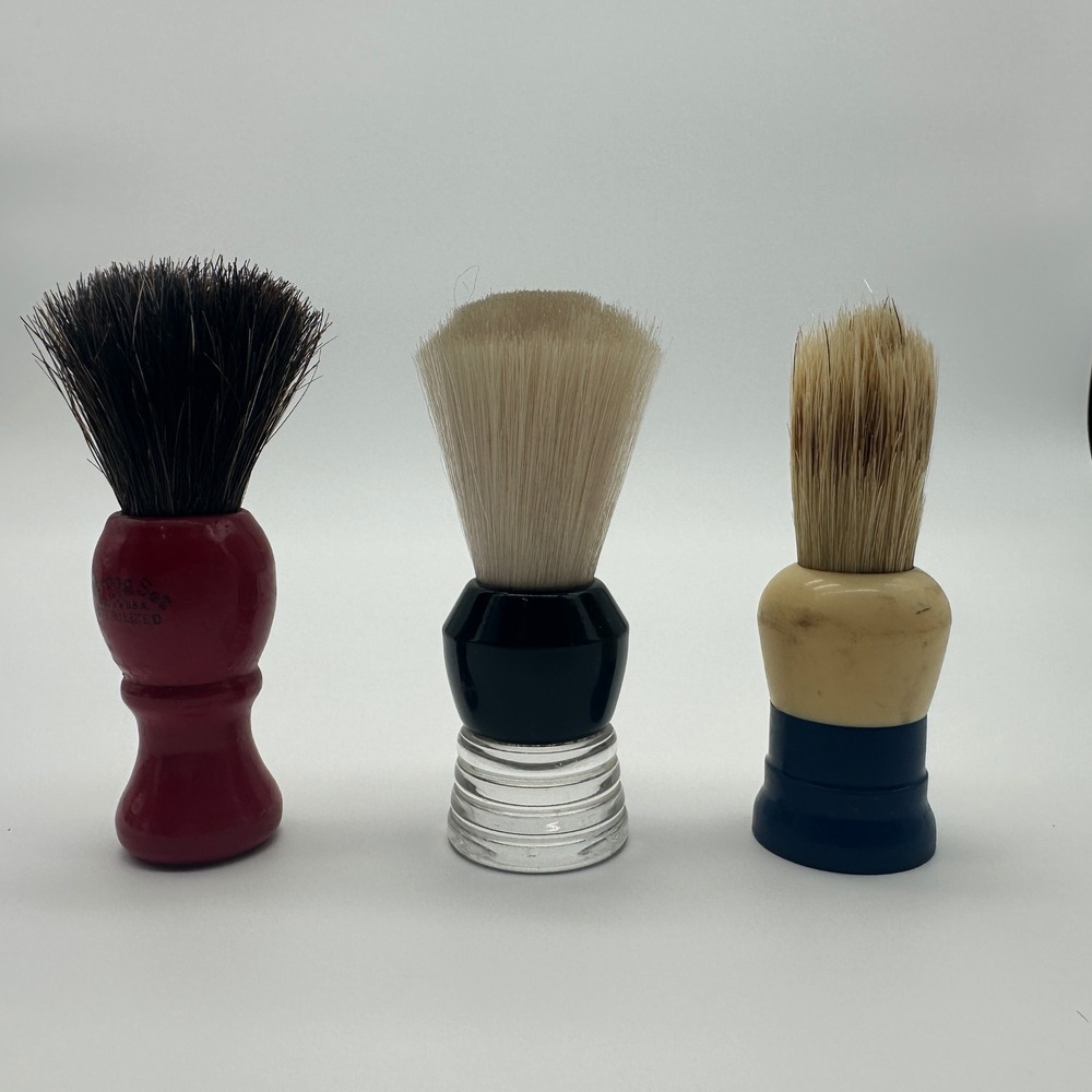 Vintage Shaving Brush Lot Strong Set Made Rite 7686 Sterilized 100 USA Made 3pc